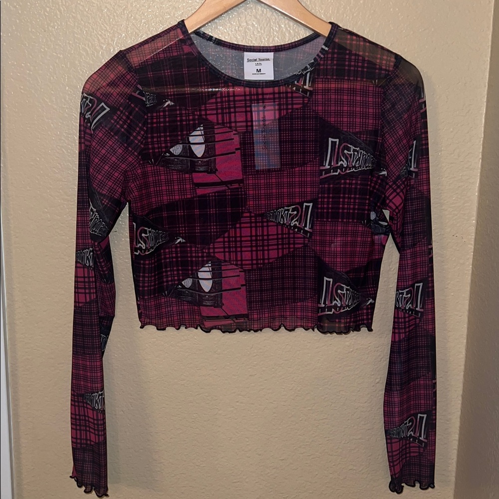 Plaid Long Sleeve Top - Red and Black